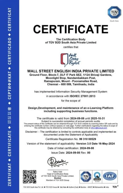 Wall Street English ISO 27001